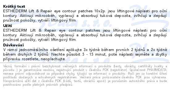 ESTHEDERM Lift&Repair eye contour patches 10x2ks