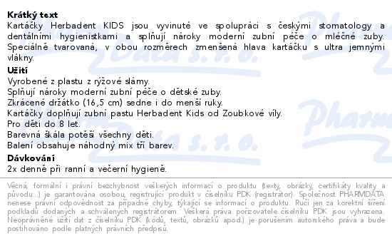 Herbadent Kids Zubn kartek do 8 let 3 ks