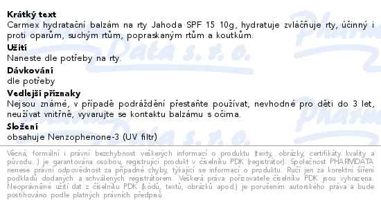 CARMEX Hydratan balzm na rty SPF15 10g Jahoda