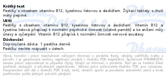 Vita-B12 + kyselina listov 1mg/400mcg 30 tablet