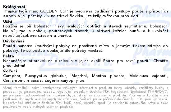 THAJSK TYG MAST GOLDEN CUP BALM 22G