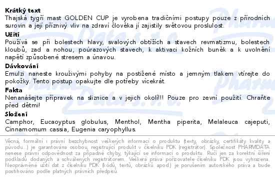 THAJSK TYG MAST GOLDEN CUP BALM 50G