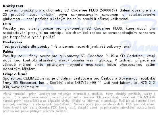 Prouky diagnostick SD Codefree Plus 2x25ks