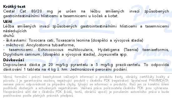 Cestal Cat 80/20 mg vkac tablety pro koky 8ks