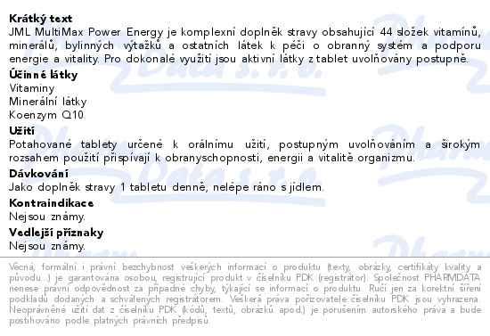 JML MultiMax Power Energy 44 sloek  100 tablet