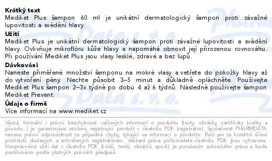 Mediket Plus ampon 60 ml