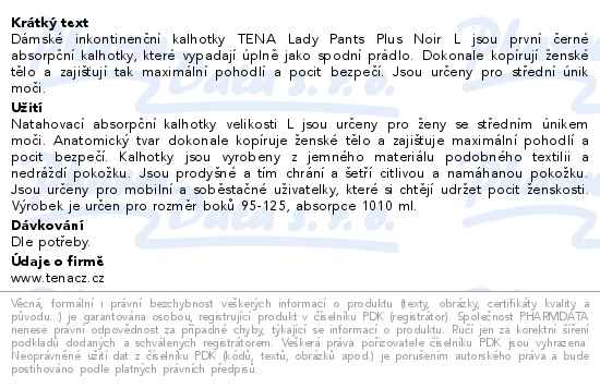 TENA Lady Pants Plus Noir L ink.kalh.8ks 725266