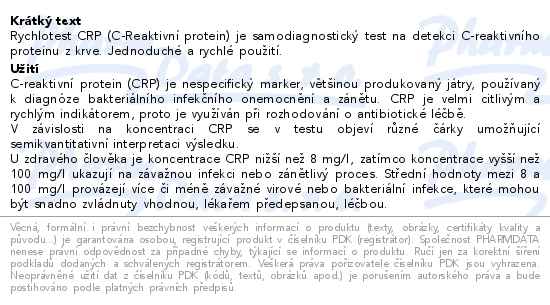 VITAMIN STATION Rychlotest CRP C-reaktivn protein