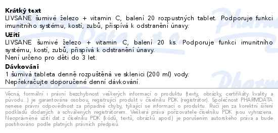 LIVSANE elezo + Vitamin C umiv tablety 20ks