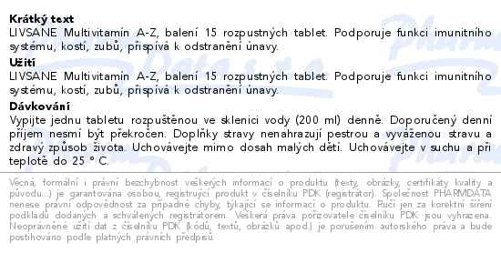 LIVSANE umiv tablety CZ A-Z multivitamin 15ks