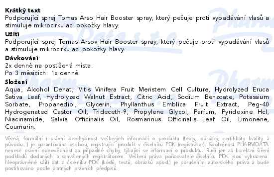 Tomas Arsov Hair Booster podporujc sprej 110ml