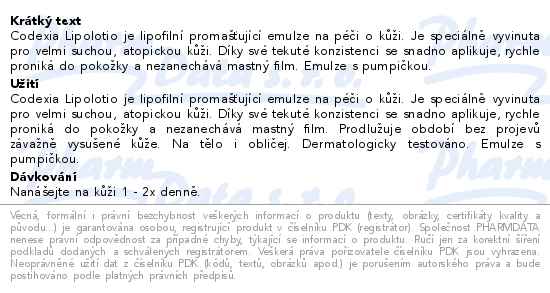 Codexial Lipolotio lipofiln emulze 400ml